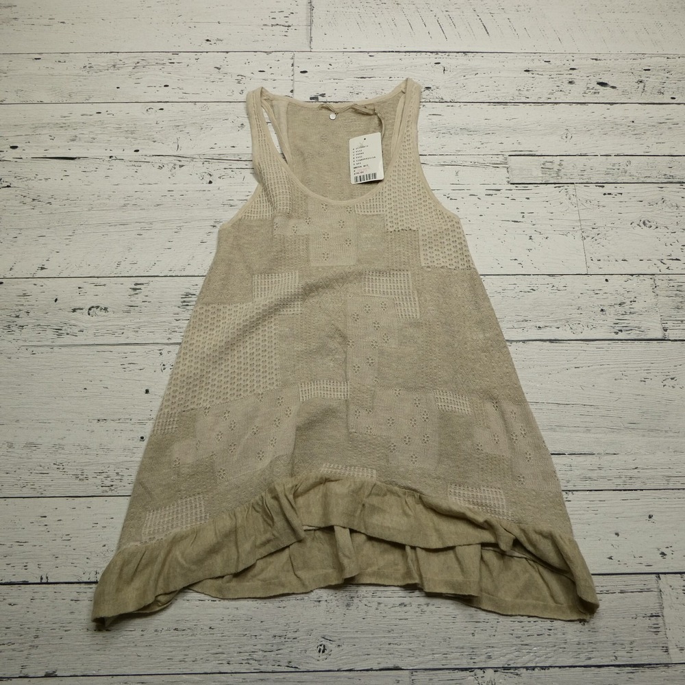 Knitted‎ & Knotted Anthropologie Top Womens Small Beige Sleeveless Flared Tank